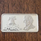 Vintage Thomas Jefferson Hamilton Mint - Greatest Americans 1 oz .999 Silver Bar