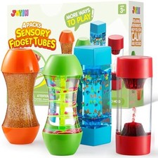 Image of  4-Pack Fidget Tubes for Kids, Sensory Tubes, Stress Relief Toy