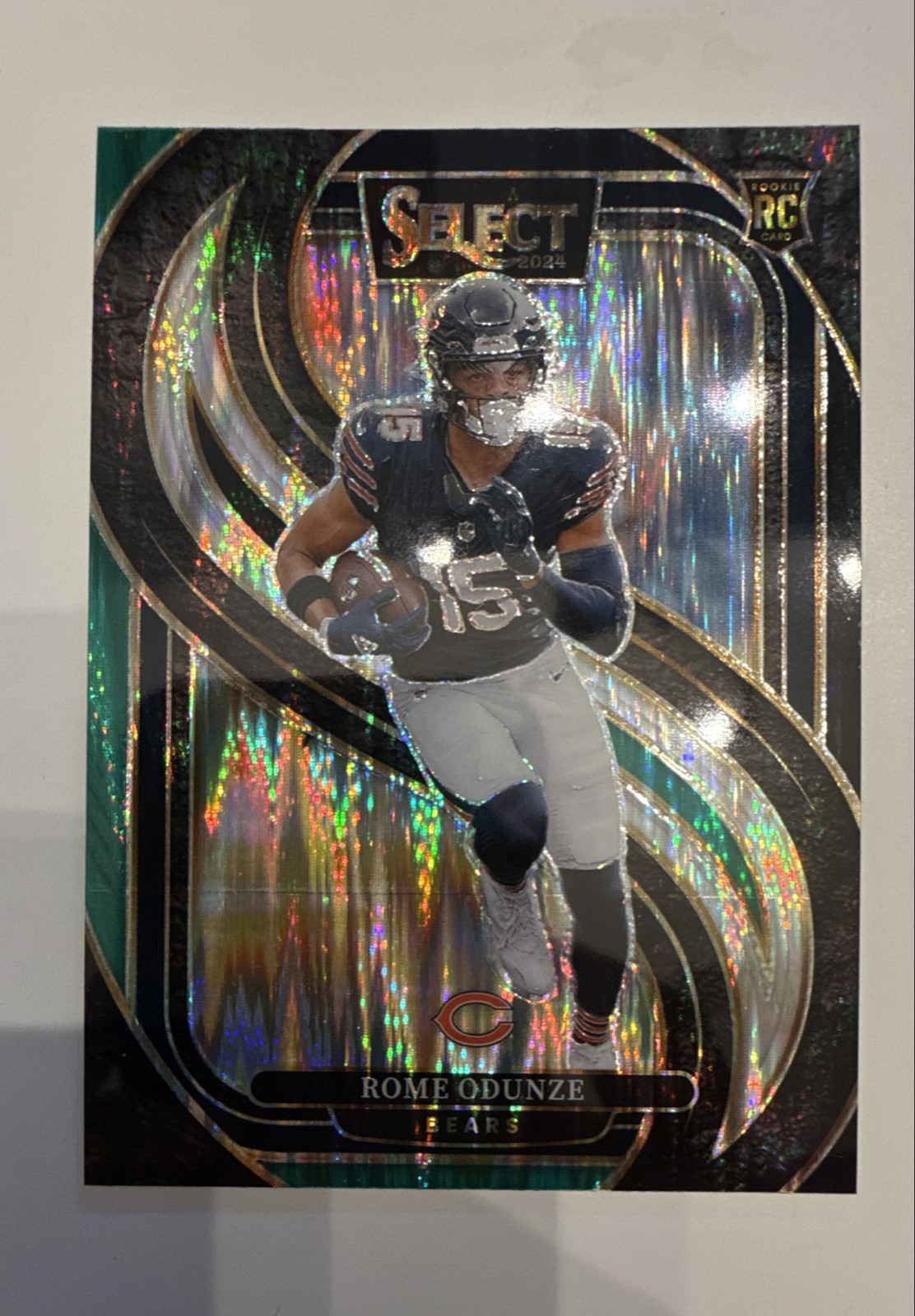 2024 Panini Select - Premier Level Rome Odunze #136 Black & Green Shock Prizm