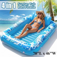 Inflatable Pool Floats Adult Heavy Duty Tanning Lounger Float Rafts With Pillow