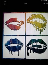 Set stencil labbra 4 pezzi pittura aerografo nuovo - 10,16x10,16 cm bel set