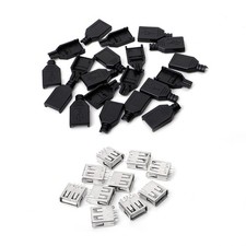 10 Sets Type A Female USB 4 Pin Plug Socket Jack Connector for w/Black Plastic C