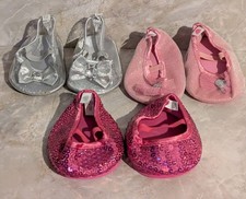 Build A Bear Shoes Lot Of 3, Pink Heels, Clear W/Silver Heels, Fuschia Slippers