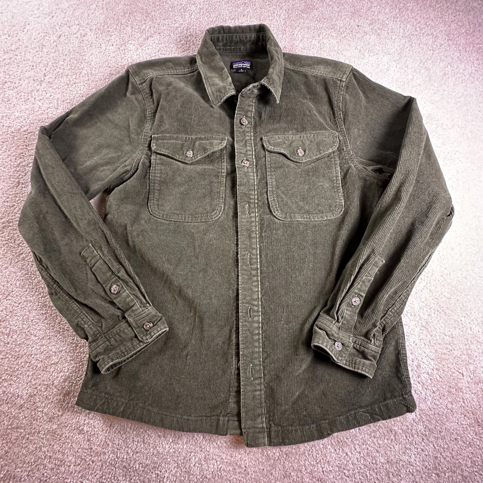 Patagonia Corduroy Shirt Mens S Green Organic Cotton