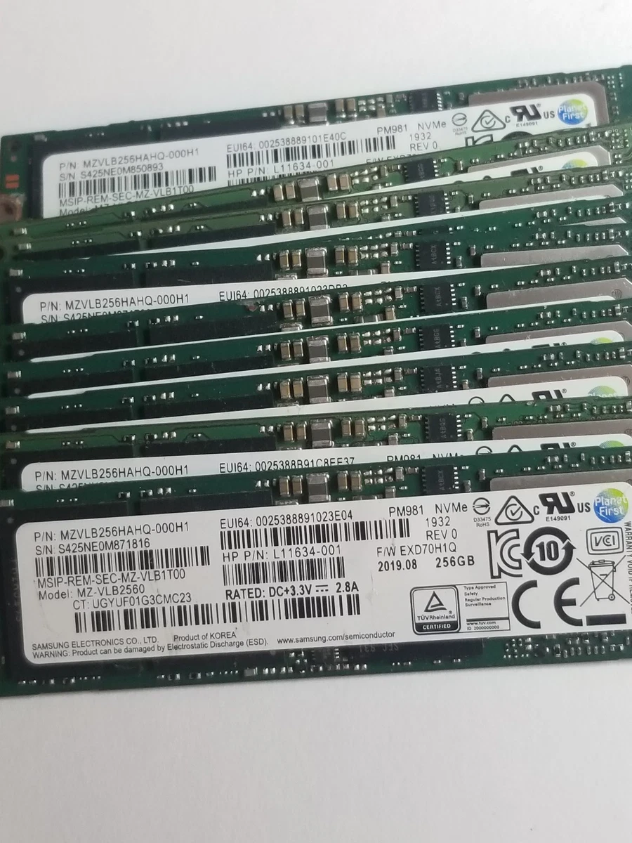 HP 256GB M.2 2280 NVMe SSD - Bulk Lot Of 10, Used, Pulled From Laptops
