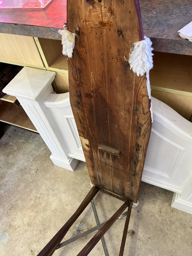 ANTIQUE SANTA CLAUS FOLDING ALL WOOD IRONING BOARD PRIMITIVE - Picture 6 of 9