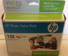 HP Photo Value Pack 110 Tri-Color Ink Cartridge  120 4" x 6" Photo Paper