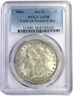 1884 PCGS AU58 Hot 50 VAM-2A Partial E Rev, Dash Under Second 8 Morgan Dollar