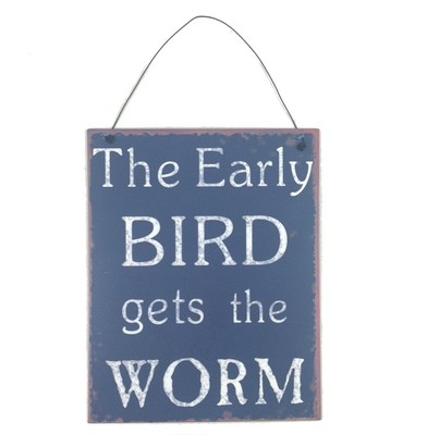 Wandschild - The Early Bird gets the worm - Schild im Vintage Look 24 x 19 cm