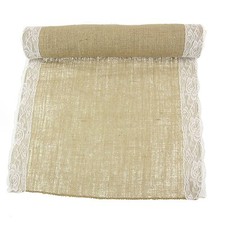Burlap Table Runner With Lace 15 foot and 30 Foot Options Wholesale