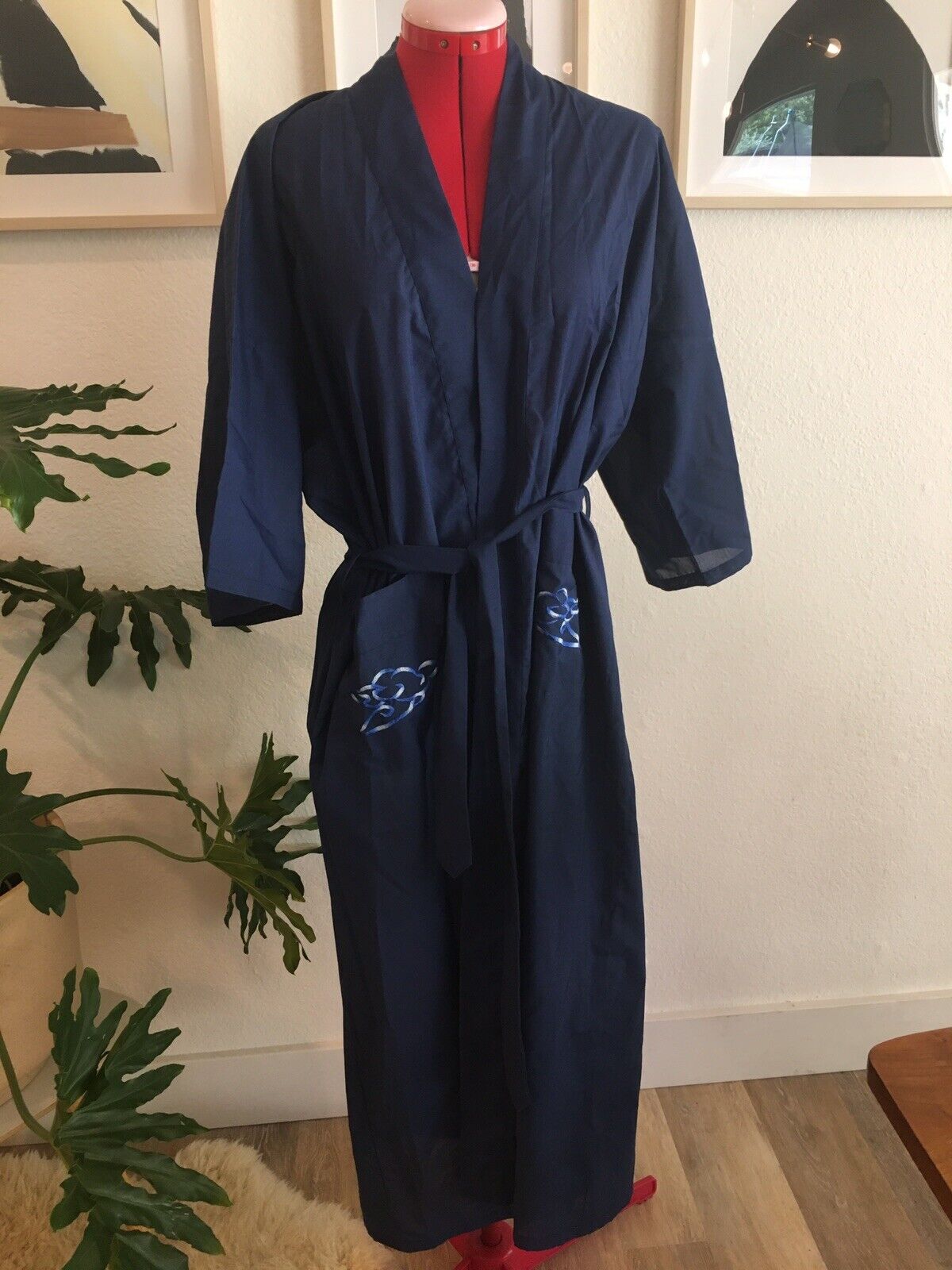 vintage cotton Blend Kimono Robe Large Embroidere… - image 2