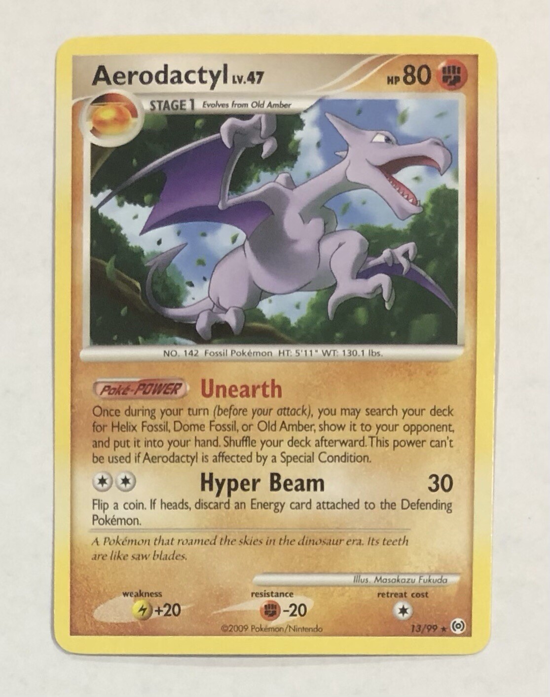 Pokémon AERODACTYL Card 13/99 Rare Platinum Arceus LP Unlimited Regular