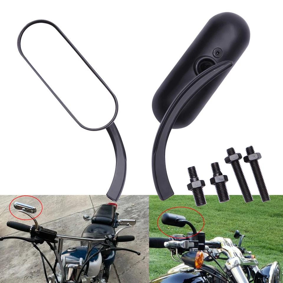 Espelhos retrovisores pretos para motocicleta Harley Sportster Iron 883 1200 48 72 Dyna - Imagem 2 de 4