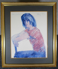 Lovely Rare Vintage Framed Signed Harold Riley Print Titled Study Of A Boy 1977