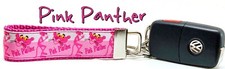 Pink Panther Key Fob Wristlet Keychain 1"wide Zipper pull Camera strap handmade