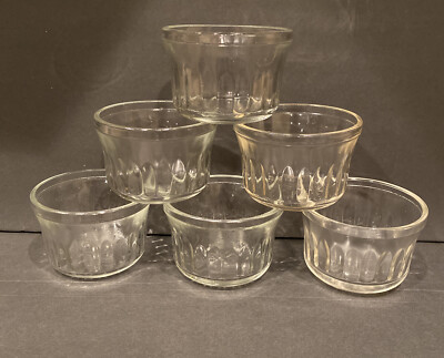 Custard Dishes Arcoroc Clear Glass Set of 6 Vintage Made in France Vintage