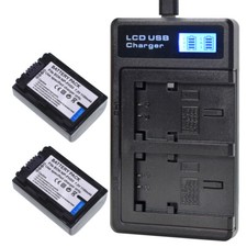 2X NP-FH50 Battery charger For Sony HandyCam DCR-SR45 DCR-SR47 DCR-SR200 HC52