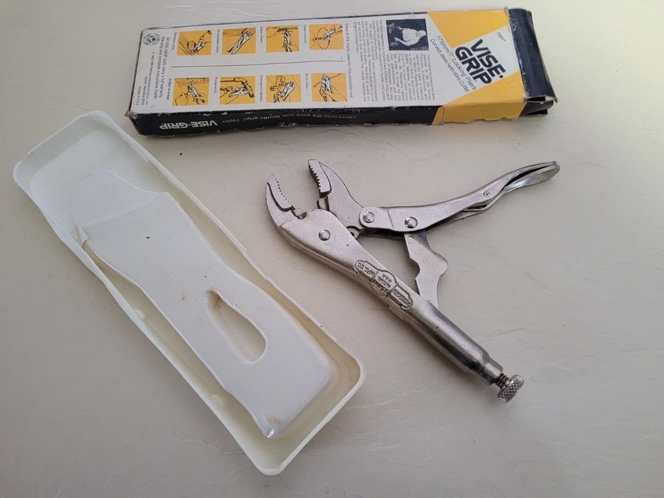 Vtg Vise Grip Dewitt Petersen 7WR Pliers Curved Jaw Wire Cutter USA '89 NOS - Image 4 of 4