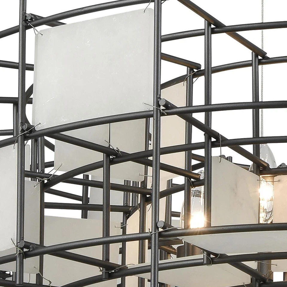 Lámpara colgante grande moderna ELK 31146/8 alabastro 8 luces 32" grafito oscuro Foto 2 de 4