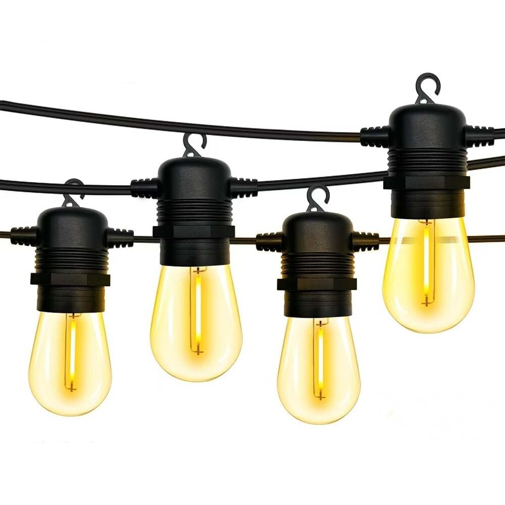 S14 LED 25FT Patio Outdoor String Lights, 8+1 Shatter-Proof LED Bulbs, Hangin...