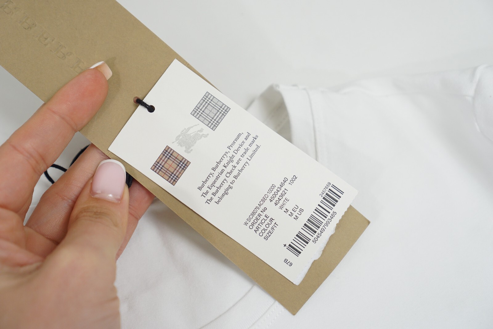 Women Burberry Puffed Sleeves White Cotton T-shirt Size M image 10