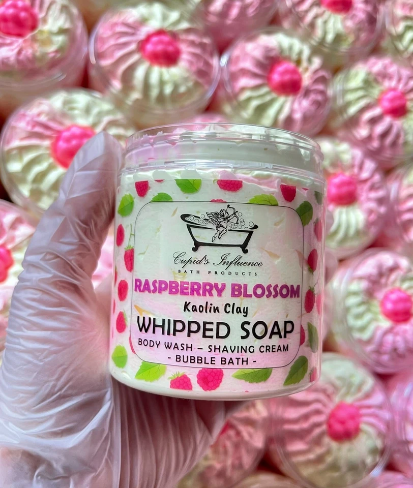 Raspberry Blossom WHIPPED SOAP 180gr Jar | Body Wash |Shower Whip |Shaving Cream - Image 3 of 4
