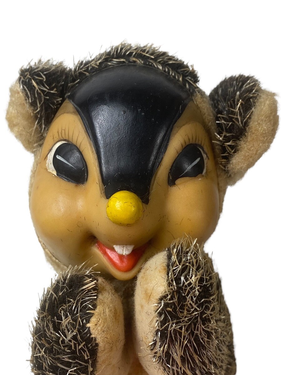 Vintage Rubber Face Happy Squirrel Chipmunk 6” Plush Made In