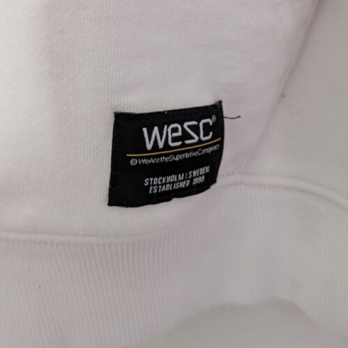WESC Mike Retro Stripe Hoodie Mens Size XXL White Cotton Hooded Sweatshirt - Picture 4 of 13