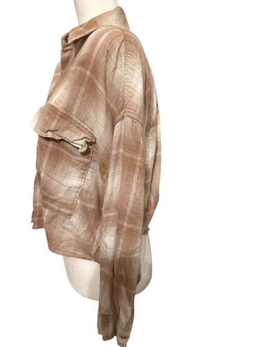 Camicia western Abercrombie & Fitch gessato con bottoni crop boxy piccola - Foto 3 di 12