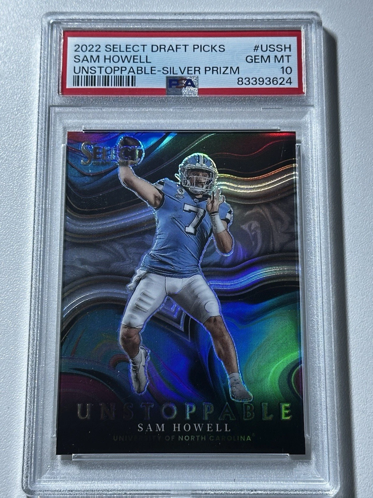 Sam Howell Panini Select Draft Picks Unstoppable #USSH Silver Prizm