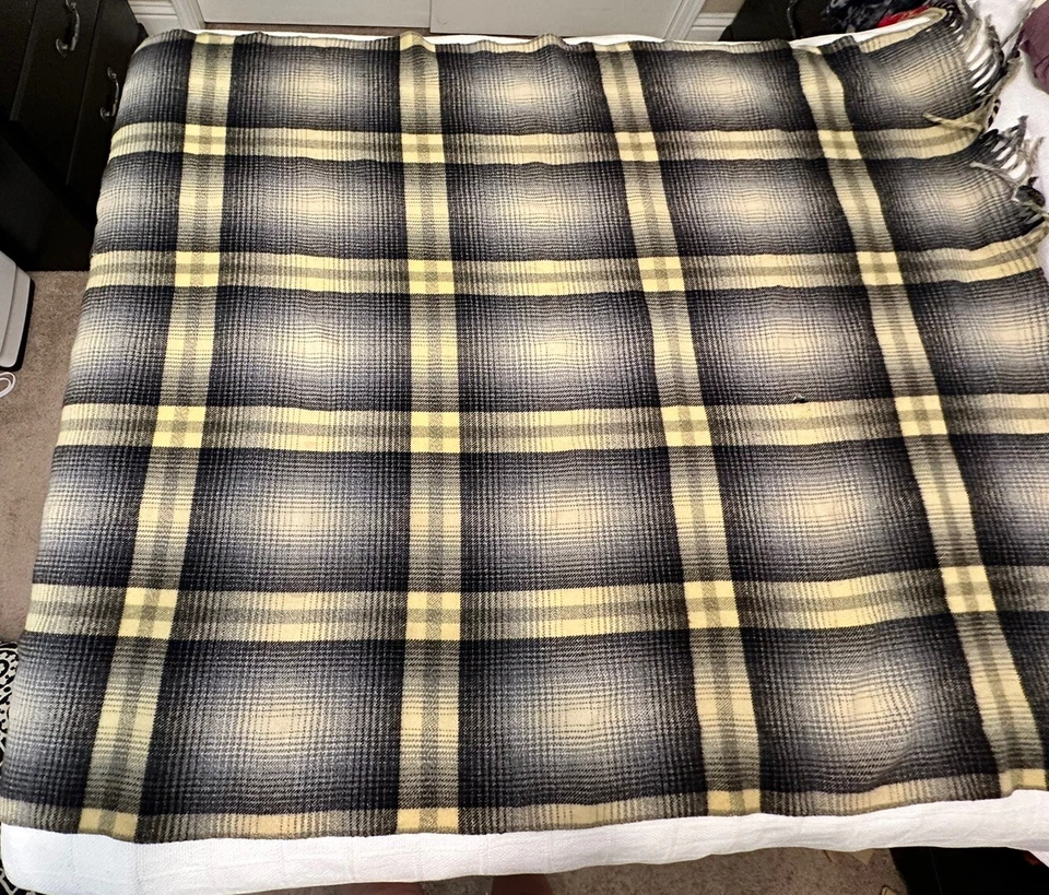 Vintage Jose Martinez Reinas la Aurora 100% Virgin Wool blanket 84” x 107” Blue - Image 2 of 4