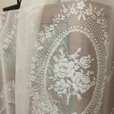 Rococo Embroidery Lace Fabric for Curtain Pelmets Net Voile Flower Panel Sheer