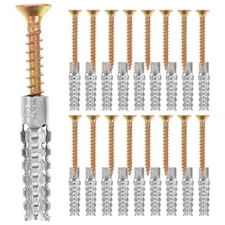 20pcs Metal Iron Expansion Tube Concrete Screws and Anchors Multi-use Drywall...