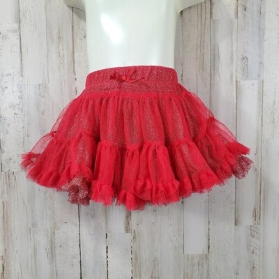 Baby Grand Signature Baby Girls Tutu Skirt Red Metallic Lined Tulle