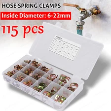 115X Hose Spring Clamps 6-22mm Fastener Fuel Water Line Pipe Air Tube Clips Kit