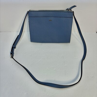 DKNY Women Medium Shoulder Bag Crossbody Purse Blue Double Zip Adjustable Buckle