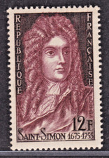TIMBRE 1955 FRANCE DUC DE SAINT-SIMON N° 1008-N**.TB-VOIR SCAN-