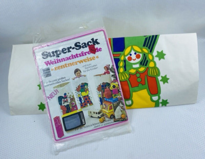 Vtg. ''CHRISTMAS STOCKING'' SUPER-SACK Christmas Paper Gift Bag Present Sack