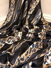 1 Meter Black/Gold Animal Print Chiffon Fabric 58” Wide Dress Scarf