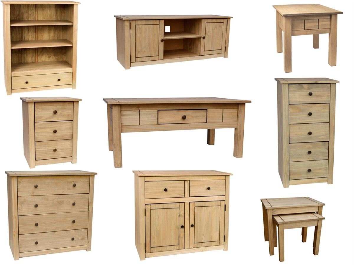 Panama Furniture Solid Pine Wood Bedroom Drawers Living Room Table Storage Unit
