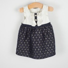 Janie and Jack Classic Ruffle Gold Shimmer Party Dress Navy Blue Size 3-6 months