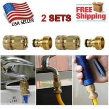 4PCS 3/4" Garden Hose Quick Connect Water SOLID BRASS Female Male Connector Set