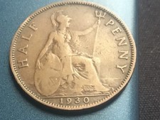 1930 George V British Halfpenny half-Penny - British 1/2p