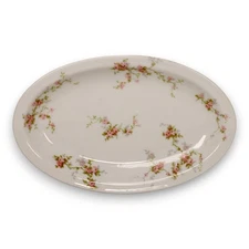 Haviland Limoges Pink Rose Garland Serving Asparagus Dish Antique c.1900
