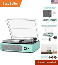 Record Player for Vinyl with 2 Build-in Speakers LP Vinyl Players Belt-Driven...