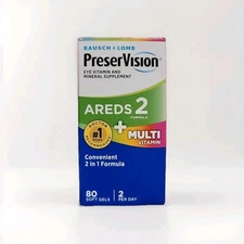 Baush + Lomb PreserVision AREDS 2 Formula + Multi Vitamin 80 Soft Gel EXP 07/26