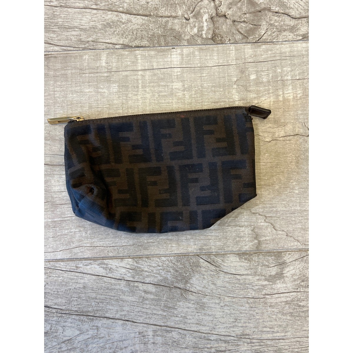 バッグ Vintage Fendi Zucca pouch Fendi Vintage Zucca Canvas Cosmetic Pouch Brown Monogram Small