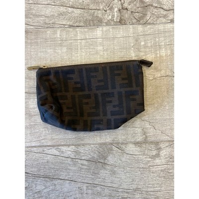 Fendi Vintage Zucca Canvas Cosmetic Pouch Brown Monogram Small