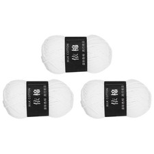 3Pcs Cotton Yarn Knitting Yarn Crochet Yarn 87.5Yard x 2.5mm, White 