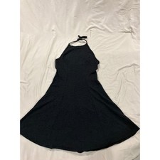 Black Halter Neck Mini Dress Textured Floral Jacquard Fit and Flare Skater Dress